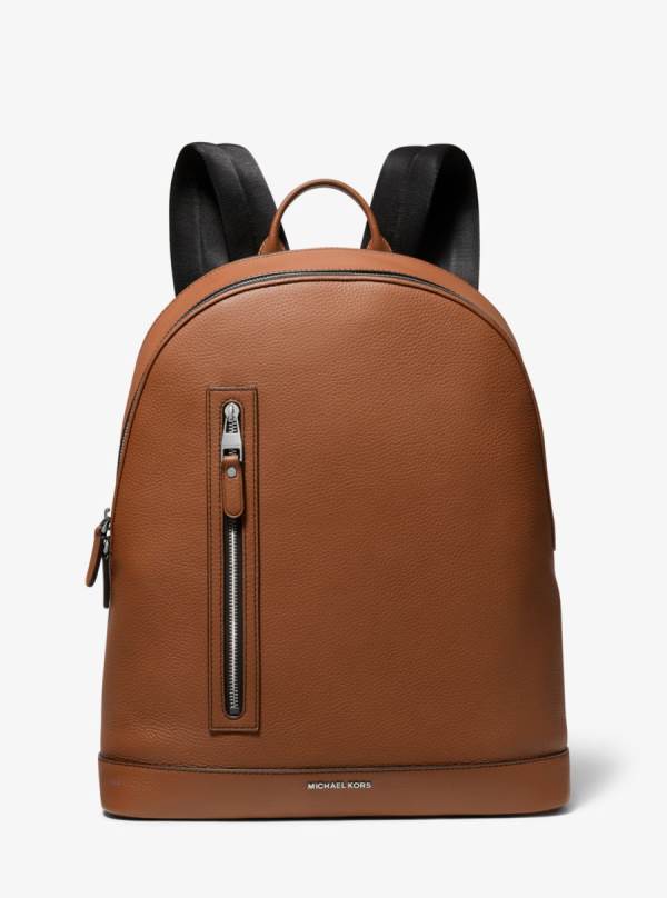 Panske Batohy Michael Kors Hudson Slim Pebbled Leather Hnede - Tasky Michael Kors Akcia | UEANL-3815